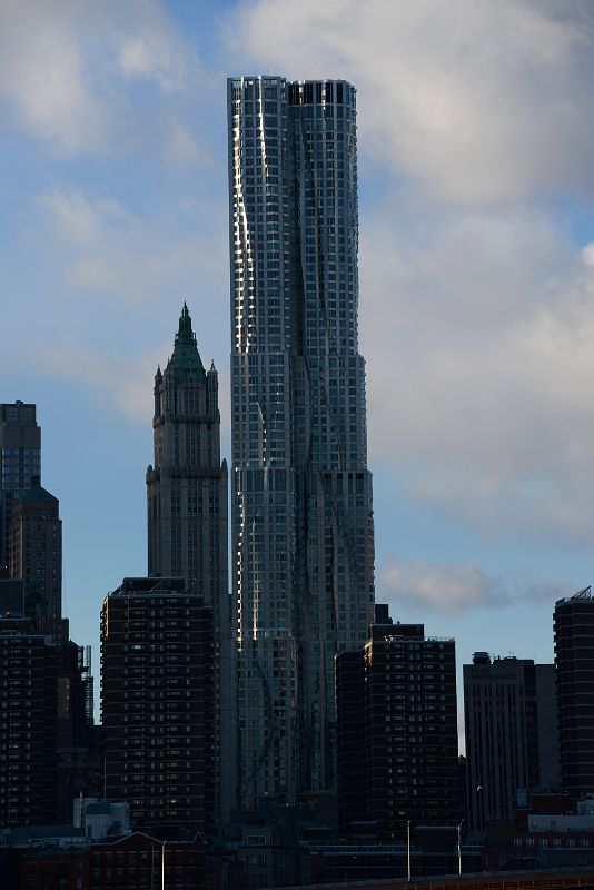 38 New York Financial District Woolworth Building, New York by Gehry Before Sunset From Brooklyn Heights